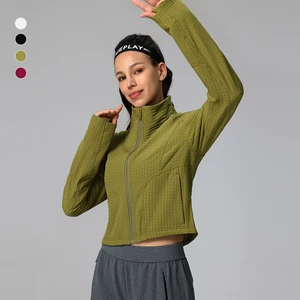 Windproof Camping Outdoor Women Thermal Texture Fabric Hiking Jacket Zipper Fall Winter Jacket for Women with Side Zipper Pocket