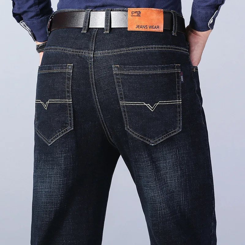 Nouveau pantalon droit slim en denim pour homme avec élastique surdimensionné adapté aux affaires et aux loisirs_voghion.com
