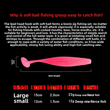 15cm 22g/12cm 12g Tiger Fish Special Kill Lure Bait Big T Tail Soft Simulation Live Bait Artificial Soft Bait for Saltwater Fish – Soft Lure – view 3