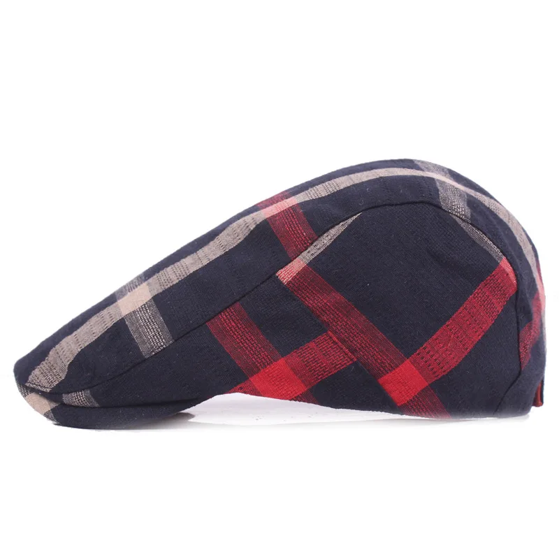Wholesale Summer Character Casual Hats for Men and Women Plaid Beret Retro Sun Travel 100% Cotton