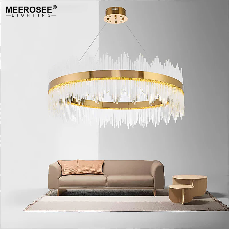 Meerosee Led Pendant Light Crystal Rods Hanging Lamp For Dinning Room ...