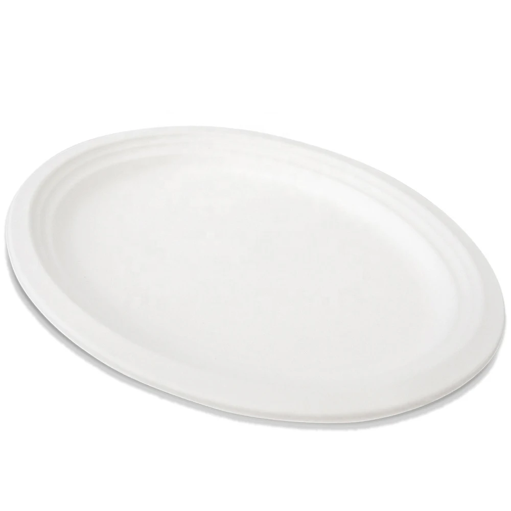 12 Inch Biodegradable Sugarcane Bagasse Disposable Oval Plates Buy
