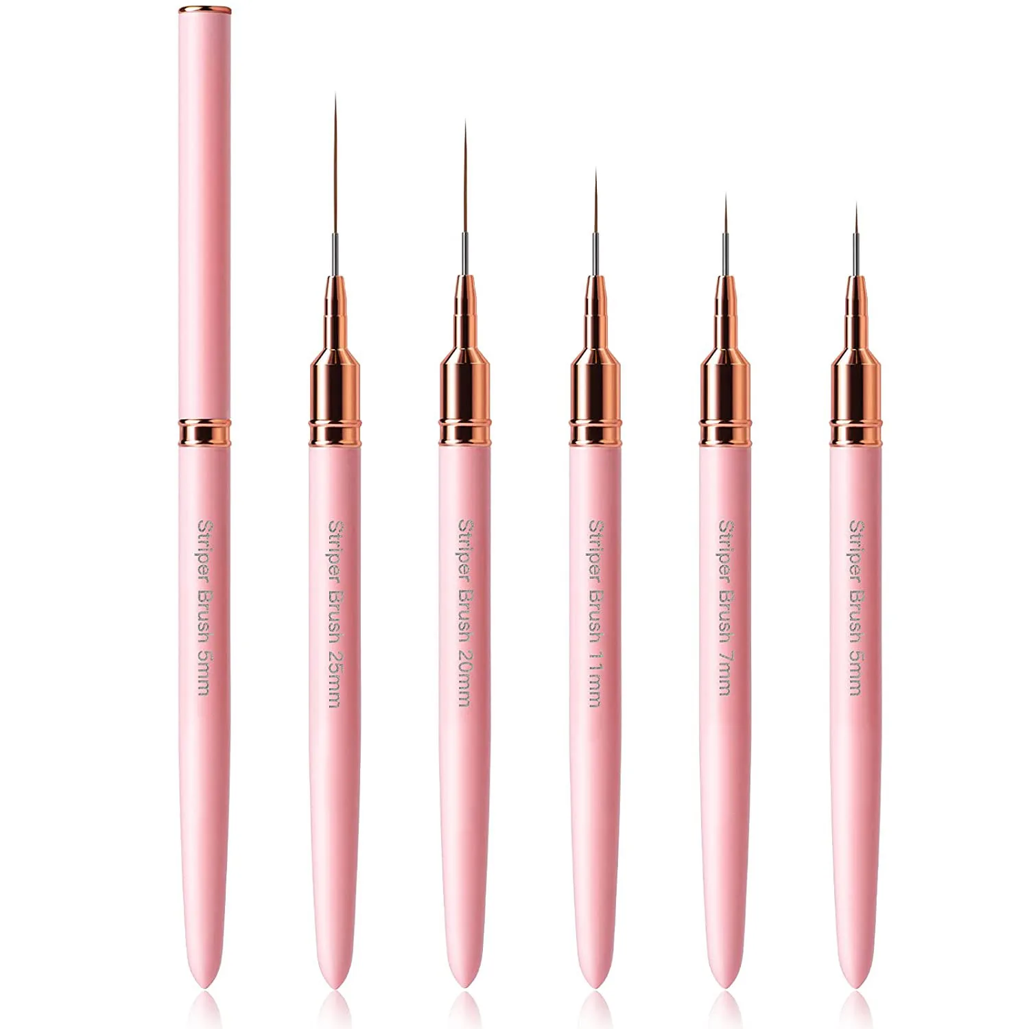 Кисть для нанесения лака для ногтей, розового и золотого цвета с металлической ручкой