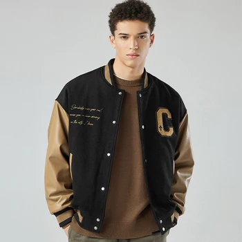 Bulk Baseball Varsity Jacket Faux Leather Sleeves And Leather