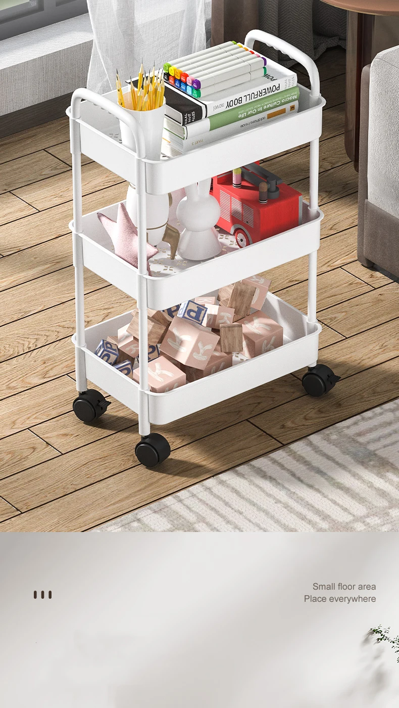 3 Tier Dining Rolling Storage Shelves Steel Hand Kitchen Storage Trolley Cart Organizer Kitchen Accessories Iron Multifunction details