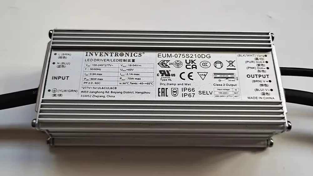 Inventronics 75w Adjustable Ip67 Led Driver Eum-075s150dg Eum075s210dg ...