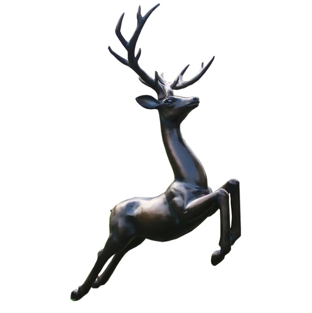 Outdoor Simulation Fiberglass White Sika Deer Sculpture Lawn Garden Landscape Office Decoration Ornaments