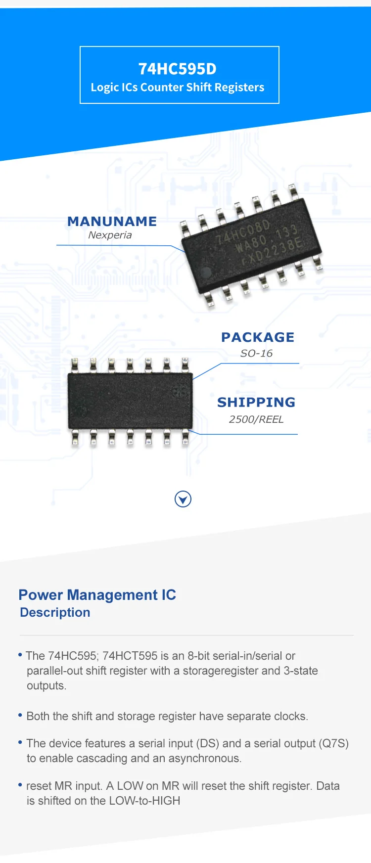 74hc595d,118 Integrated Circuit Counter Shift Registers 74hc595d Logic