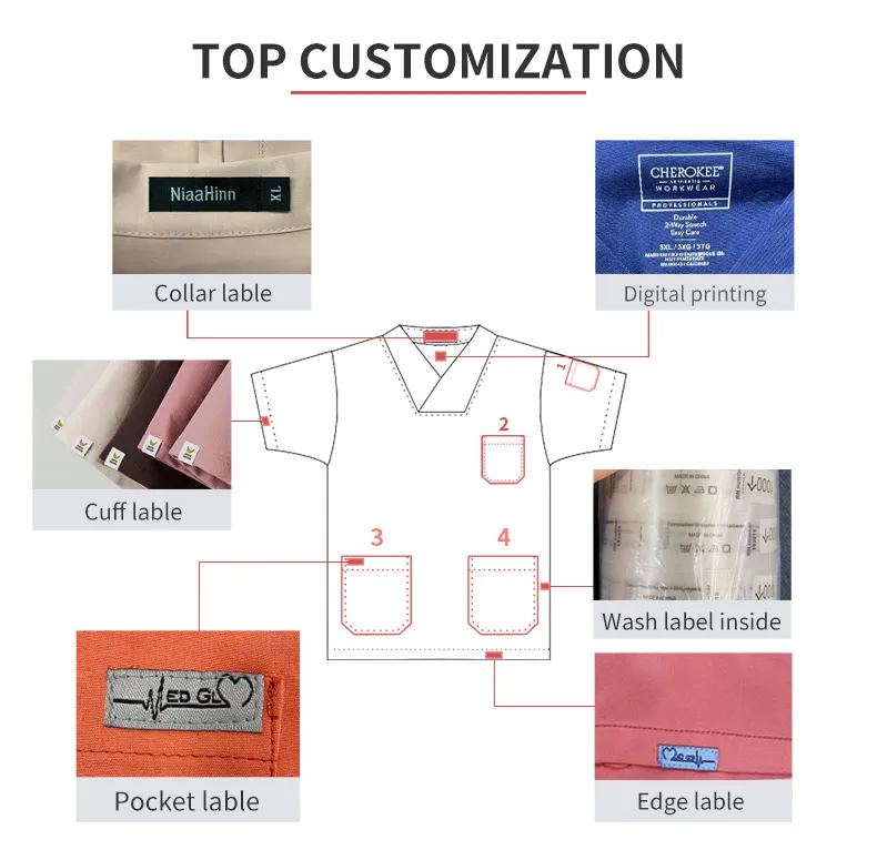 2022 Nursing Scrubs Sets Hospital Scrub Set Nurse Uniform Fit Wholesale Spandex Medical Scrubs