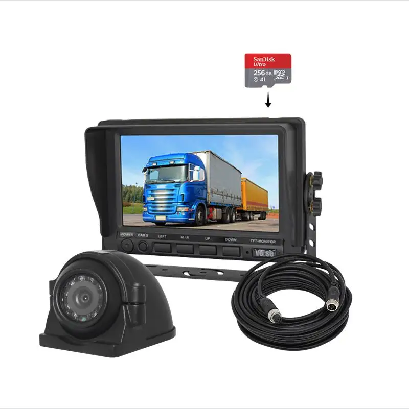 7 LCD モニター 2 X リバース カメラ リア ビュー キット 適用: バス トラック 12V/24V DC 12V-24V 防水 IP67 AL-NN-4267 AL 7 LCD モニター 2 X リバース カメラ リア ビュー キット 適用: バス