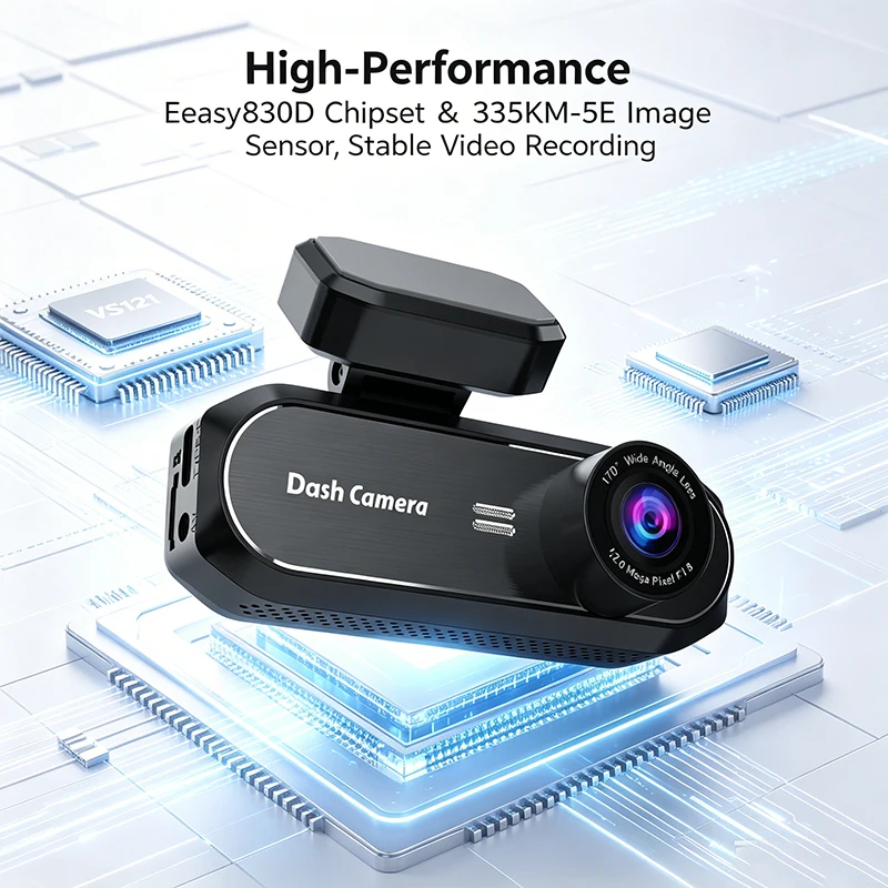 VIEVGUARB VS121 Dash Cam Parking Monitor Loop Recording Night Vision G-Sensor App Control WiFi Dual Lens 4G 2.4G Type-C 256G