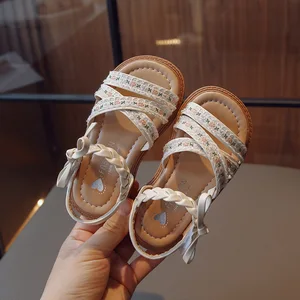 Wholesale Fashion Summer Student Kid Beach Sandals Cute Flowers Bowknot Sandals Rubber kids Sandals for Girl