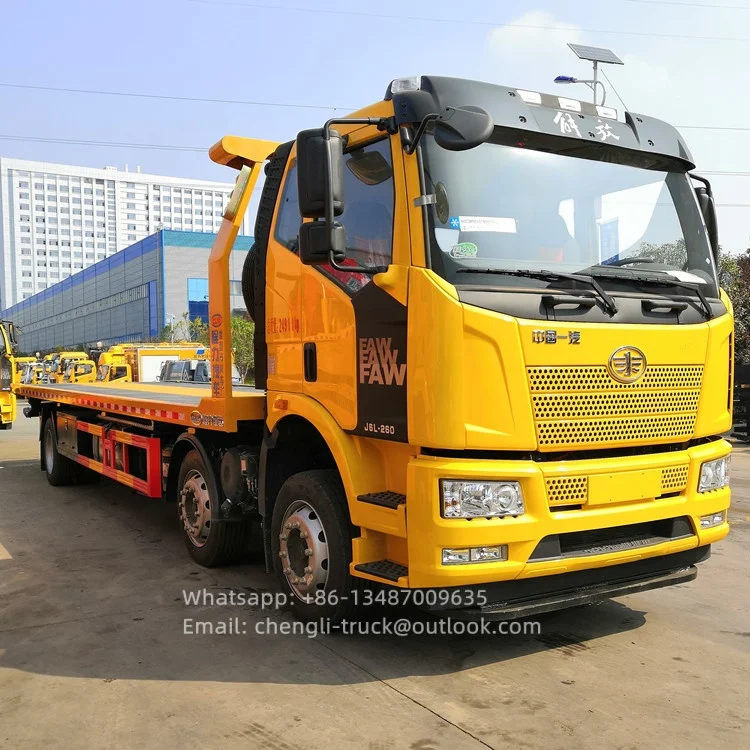 Self Loading FAW J6L 4x2 220hp 10ton Car Carrier Double Platform Towing Truck