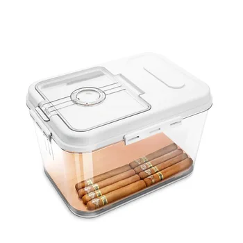 Transparent Portable Cigar box custom PET display Cigar Humidor with cedar chips Travel Sealed for personal and commercial