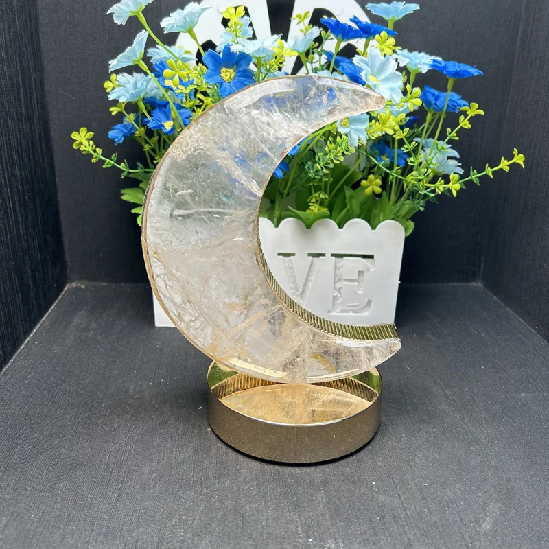 Moon Shape Crystal Touch Button Lamp  Healing Stone  Crystal Moon Lamps for Decoration