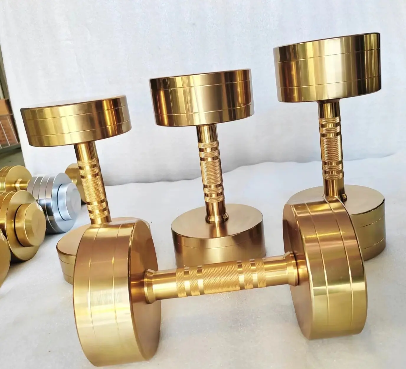 Gold Plated Dumbbell Sets for Weightlifting - Stainless Steel Gym