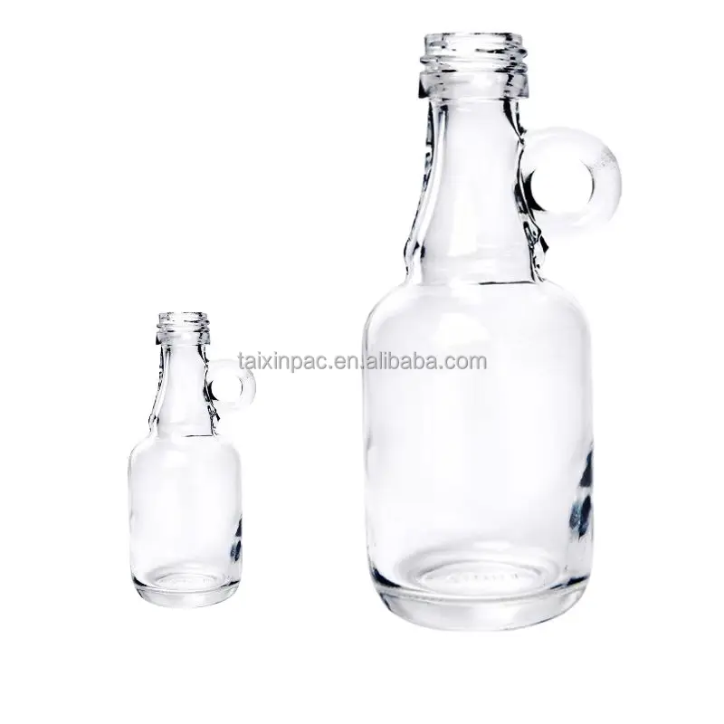 Wholesale 40ml Mini Syrup Gallon Glass Bottle Container Screw Cap Handle Wine Vodka Liquor Bottles Honey Growler Jugs Packaging