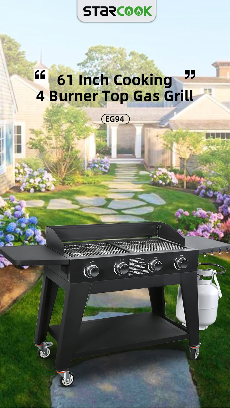 Outdoor 4 Burner Gas Stove Griddle Cooking Stove For Camping Stove