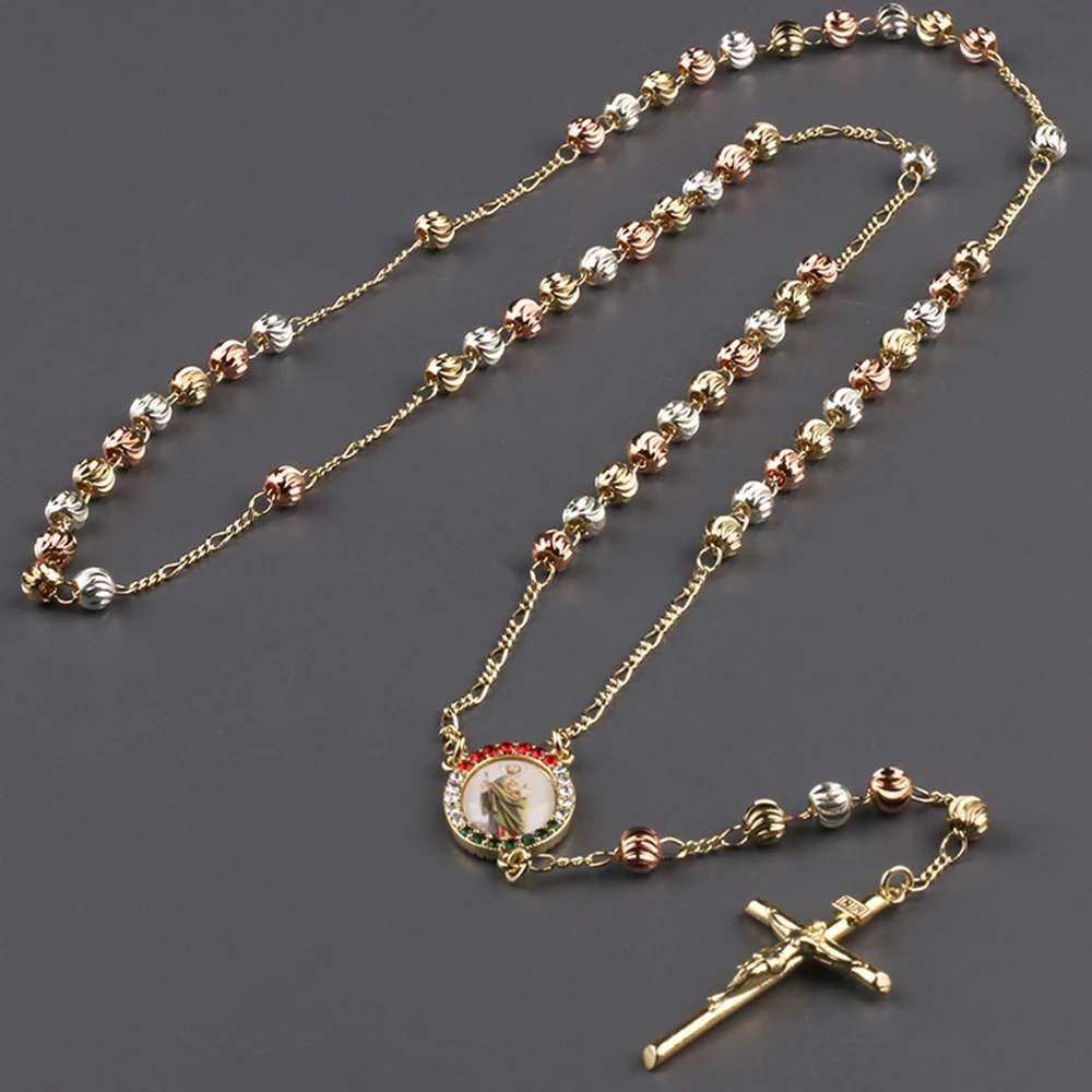 SUTANALE 8mm Glass Pearl Catholic Rosary Necklace For Women - Our Lady Of Guadalupe & Crucifix, Holy Beads With Prayer Box, Baptism & First Communion Jewelry Gift (La Rosa De Guadalupe - Foto 4