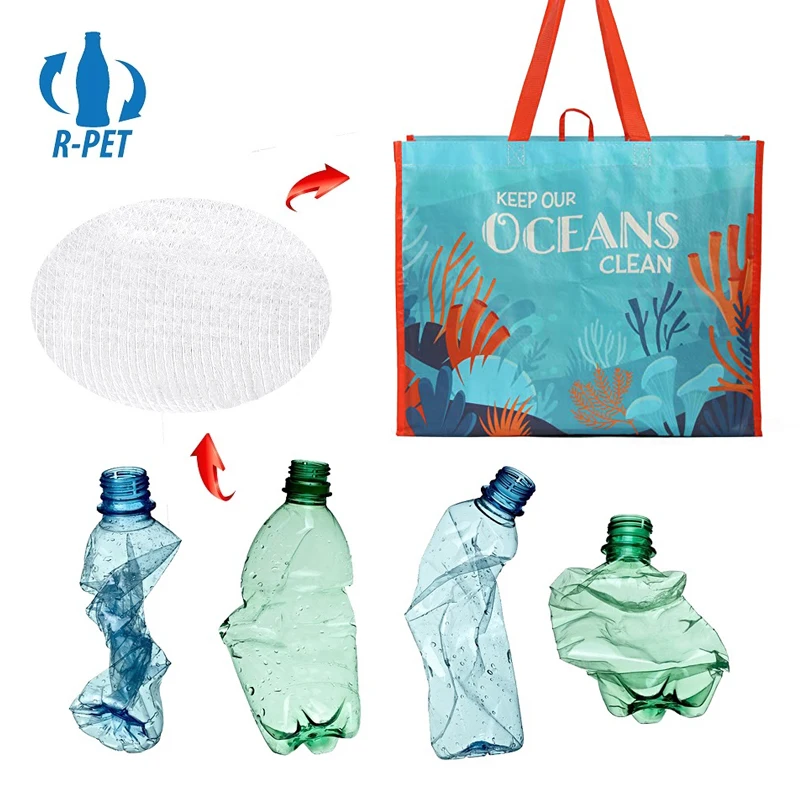 Source Reusable Grocery Bags Shopping Totes Made From RECYCLED PLASTIC  BOTTLES RPET Shopping Bag on m.