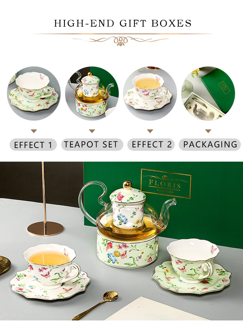 Taohui Vintage Porcelain Bone China Great Gift Tea Set, Tea Cup and Saucer Set for 2 Afternoon Tea Set manufacture