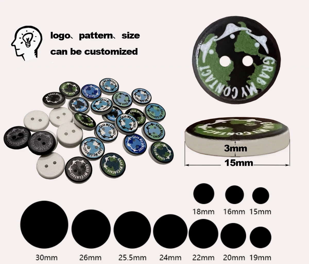 Washable Custom Printed PPS RFID Laundry NFC Tag Heat Resistance Garment Tracking Passive Programmable RFID Laundry Tags