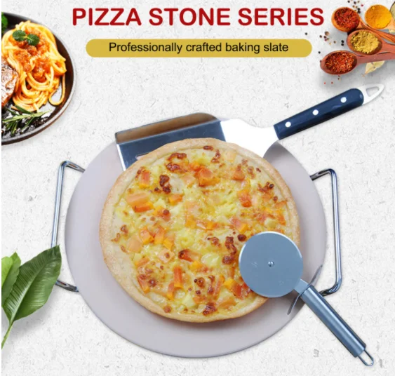 Mj 15'' Pizza Stone Board With Handle Square Dish High Temperature