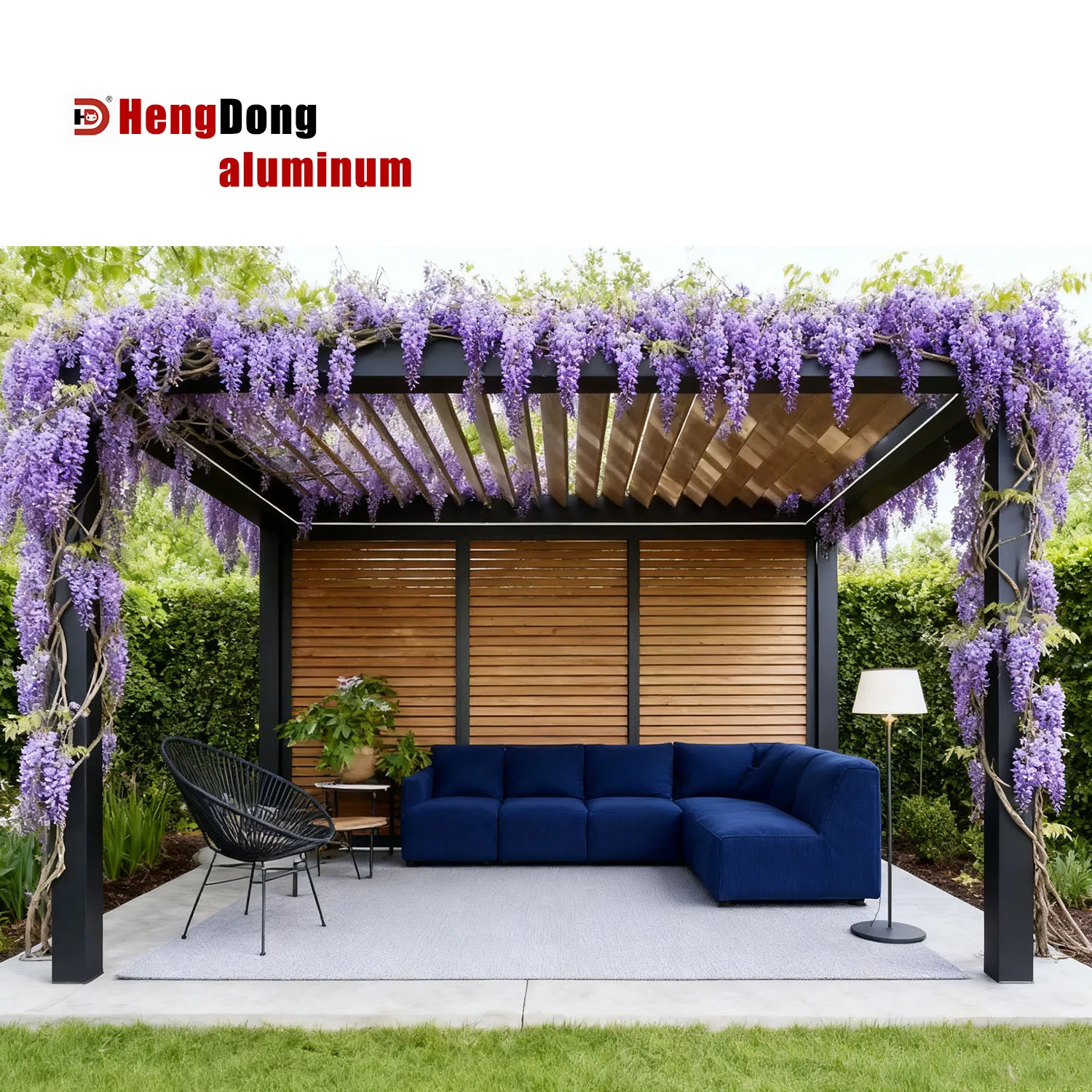 Eco- Friendly Sustainable Waterproof Customized Garden Greenhouse Aluminium Waterproof Gazebo Motorized Pergola