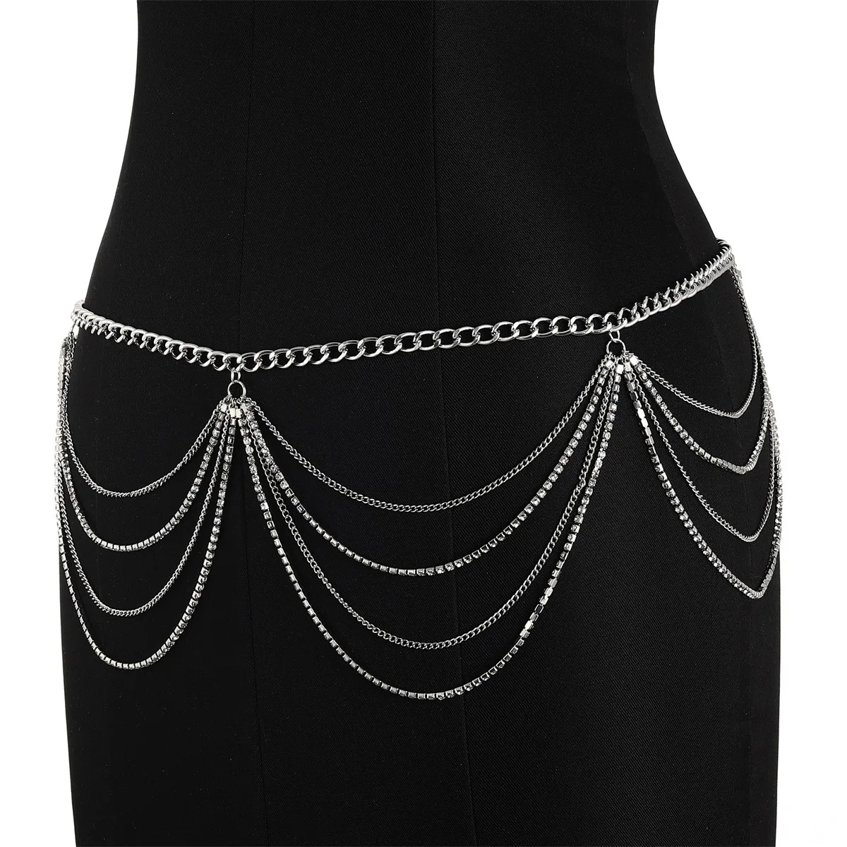 Hot Selling Women Sexy Rhinestone Waist Chain Punk Nightclub Rock Multi ...