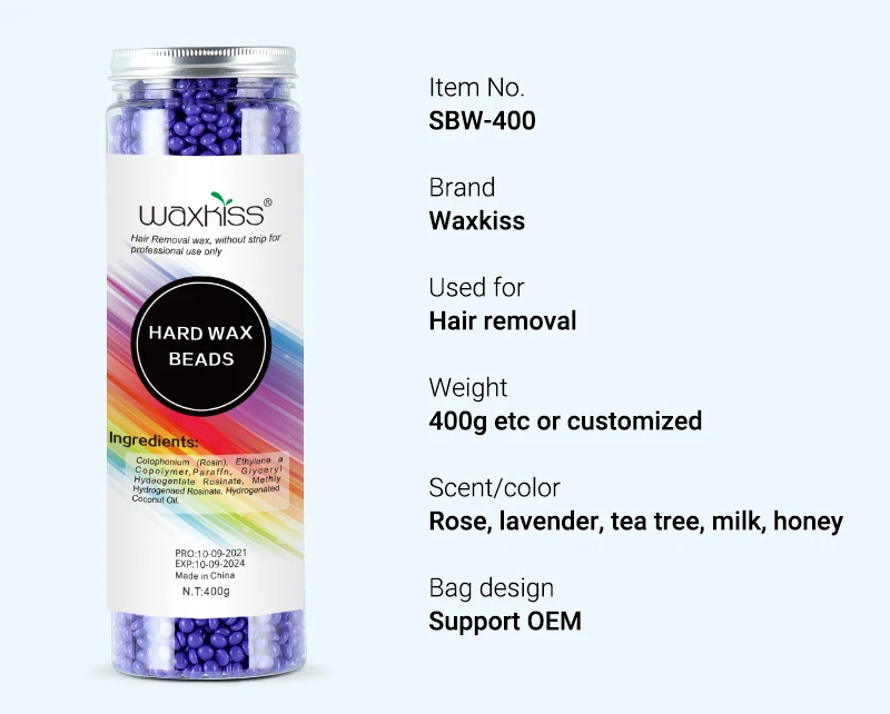 200g 400g 600g Luxury Formula Wax Beans Oem Depilatory Hard Wax Bead No