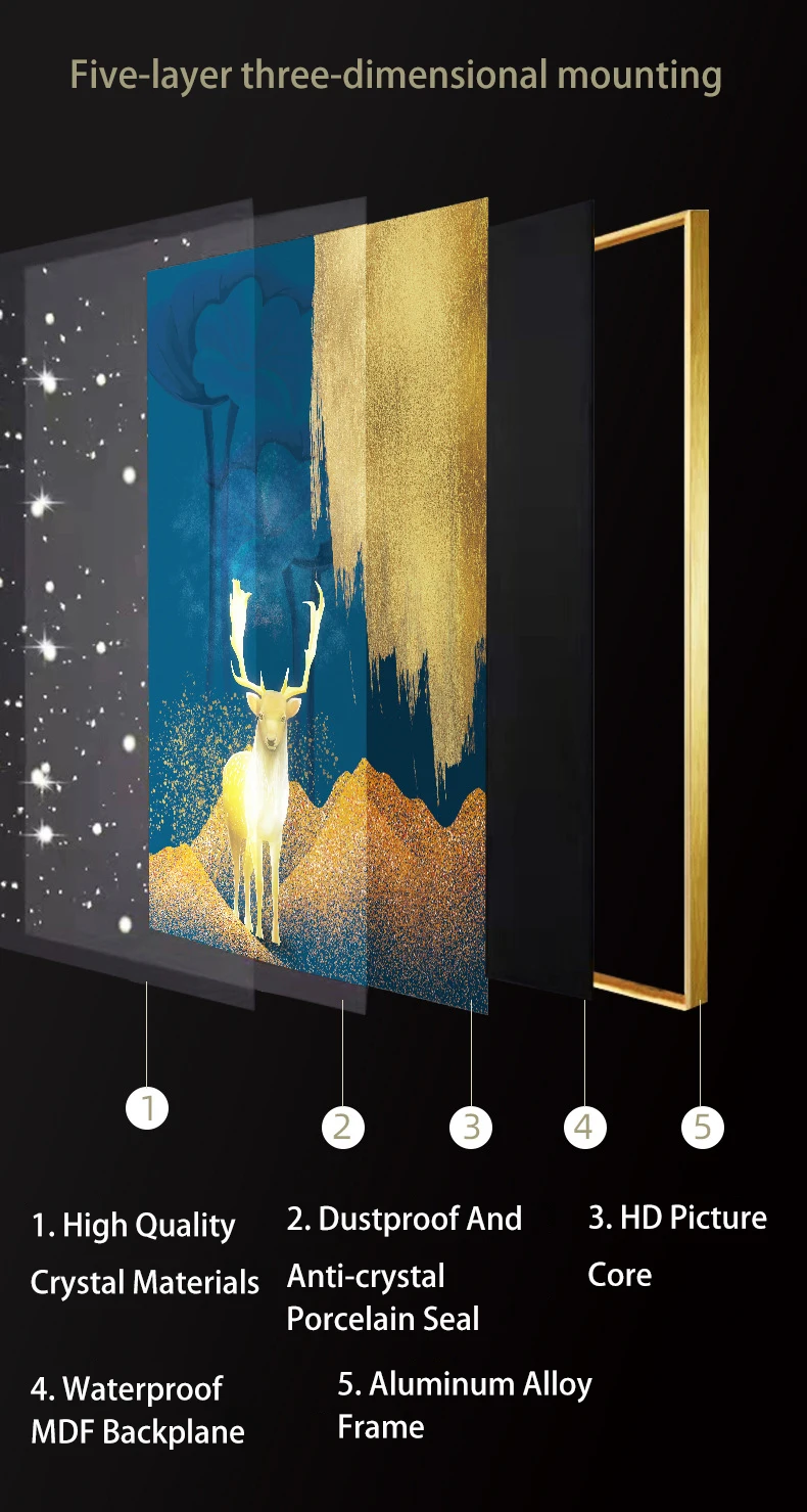 Nordic color 3 piece set fashion abstract wall art living room home decoration diamond crystal porcelain painting