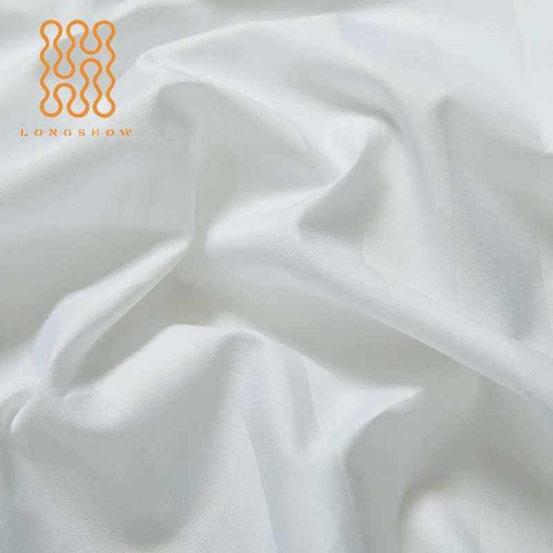 Custom Hotel Bedding Fabric 250tc 5mm Satin Stripe Poly Cotton Bedding