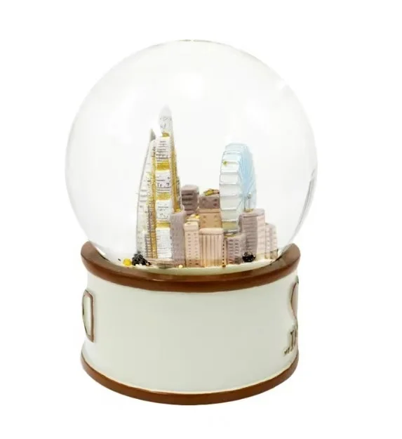 Customized Resin Craft Building Snow Ball Dubai Snowglobe Custom City Snow Globe