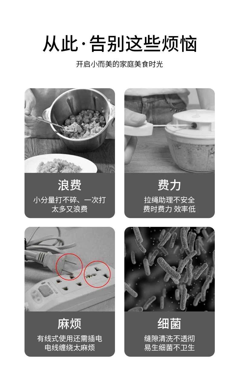Multifunctional Portable Cooking Machine Food Chopper Vegetable Meat Chopper Garlic Masher USB Garlic Crusher