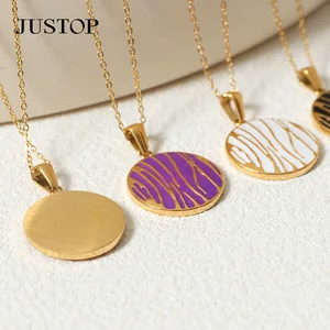 New Style Retro Statement Oil Dripping European American Women's Drip Oi Stainless Steel Petal Pendant Necklace Jewelry Set