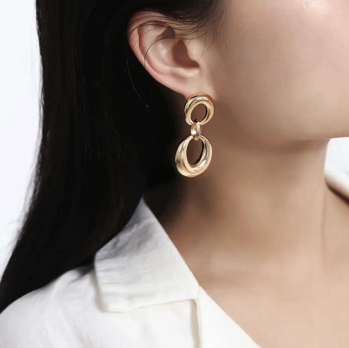 XG1206 2020 женские новые персонализированные креативные геометрические двойные кольца, узелковые серьги в стиле ретро, круглые серьги в форме монеты