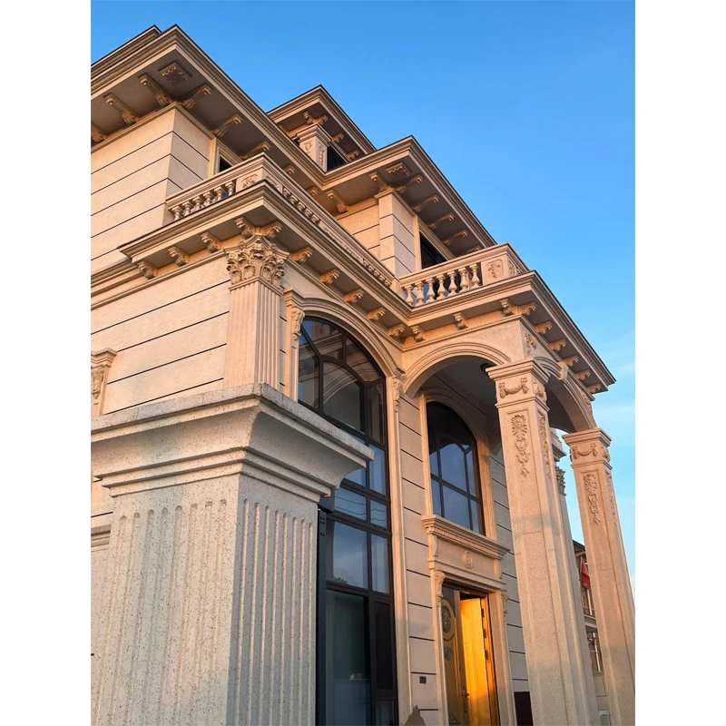 Съвременен дизайн кремаво-бежови и какаови варовикови плочки за външни строителни материали, каменна облицовка на стени за външни помещения