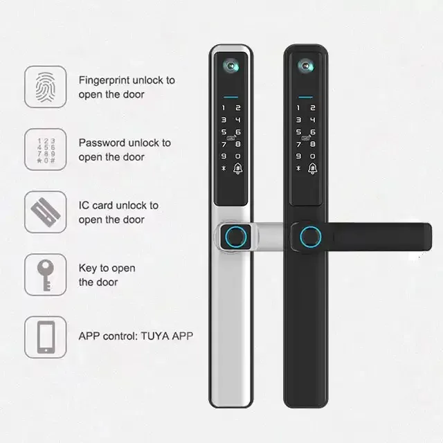 TYSH Tuya Aluminium Door Fingerprint Smart Door Lock With Camera View Outdoor Ip66 Waterproof Wifi Smart Lock