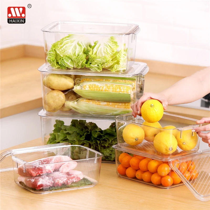 1pc Clear Large Capacity Refrigerator Storage Box For Freezer, Kitchen,  Meat, Food Sorting Container With Lid For Household Organization