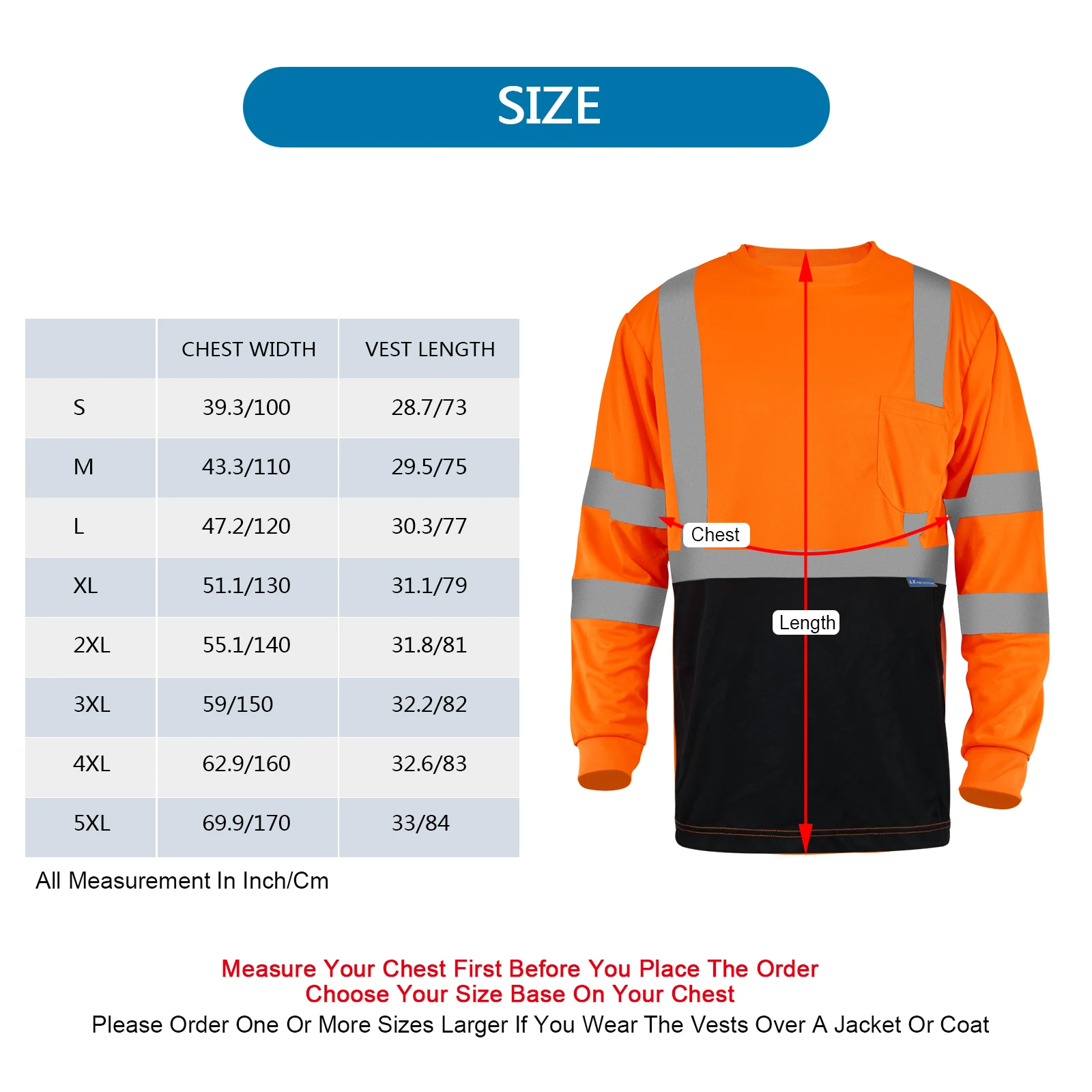 LX Stock Hi Vis Reflective Shirt Orange Black Long Sleeve Safety T Shirt Low MOQ Custom Logo Safety T Shirt for Man