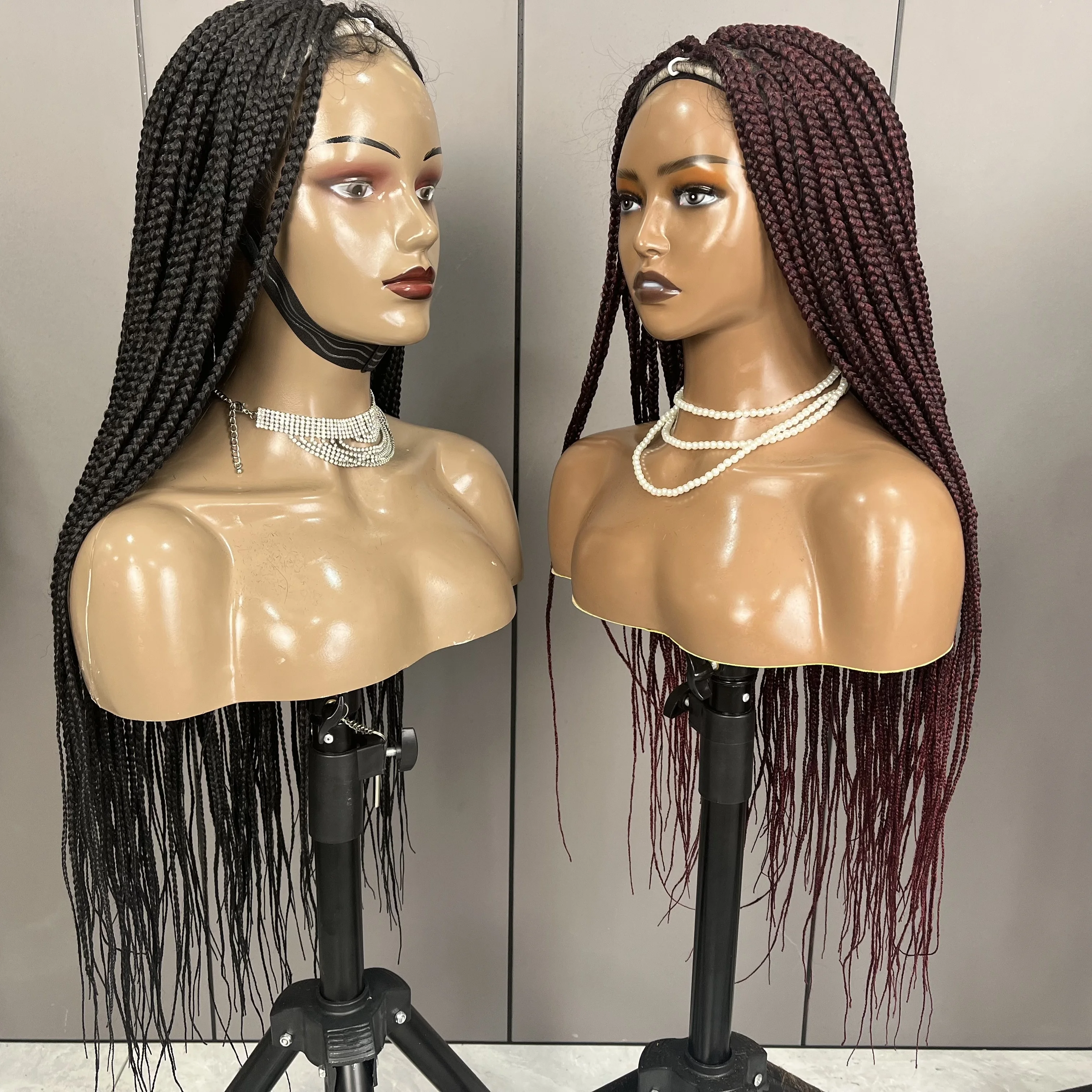 Hand Made Glueless Afro Thin Braid Hd Lace Synthetic Hair Wigs Full Lace Braided Wigs for Black Women - Image 4