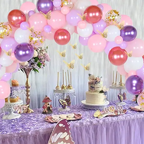 Guirlande papillon rose, toile de fond de fête d'anniversaire, décoration  baby shower, lot de 10, art mural papillon, déco fête de princesse -   France