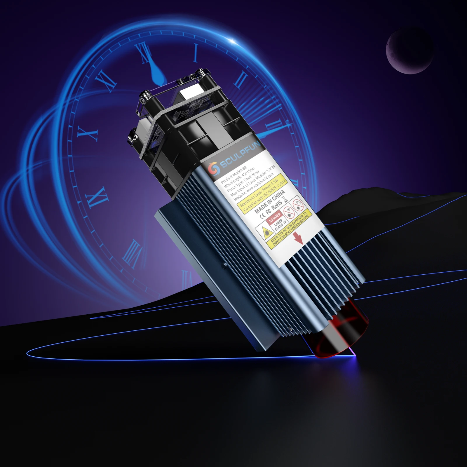 Sculpfun S9 5.5W固定焦点設計と正確なフレームのスケールを備えた強力