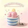 Blue striped cup, pink ice cream