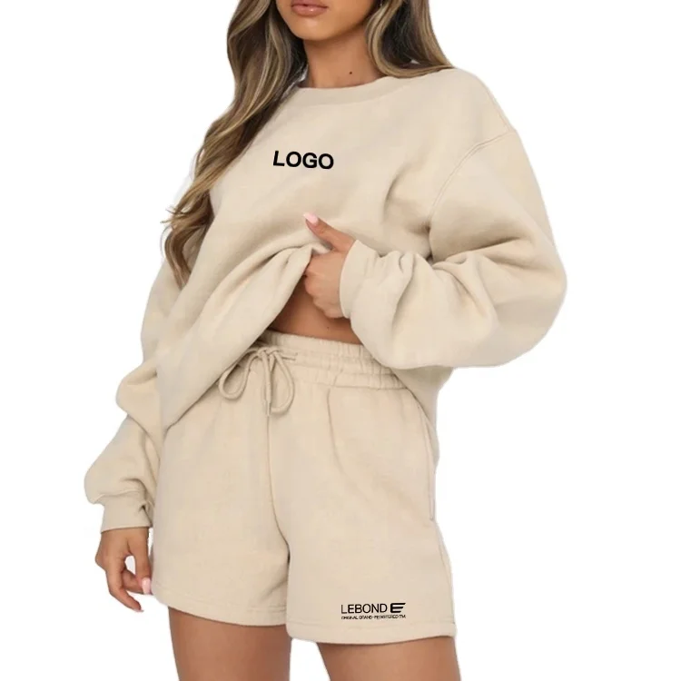 Super September Custom Casual 2 Piece Set Women Oversize Hoodies High Quality  Short Two Piece Set Women Clothing