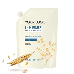 Private Label OEM Refreshing Body Wash Oatmeal Aloe Vera Shower Gel Bubbles Calms Irritation Moisturizes Relieves Itchy Dry Skin