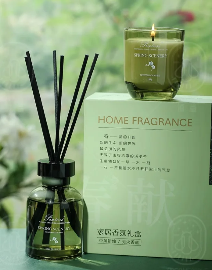 product oem many scents home decor glass scented candle glass reed diffuser luxury promotional gift set-2