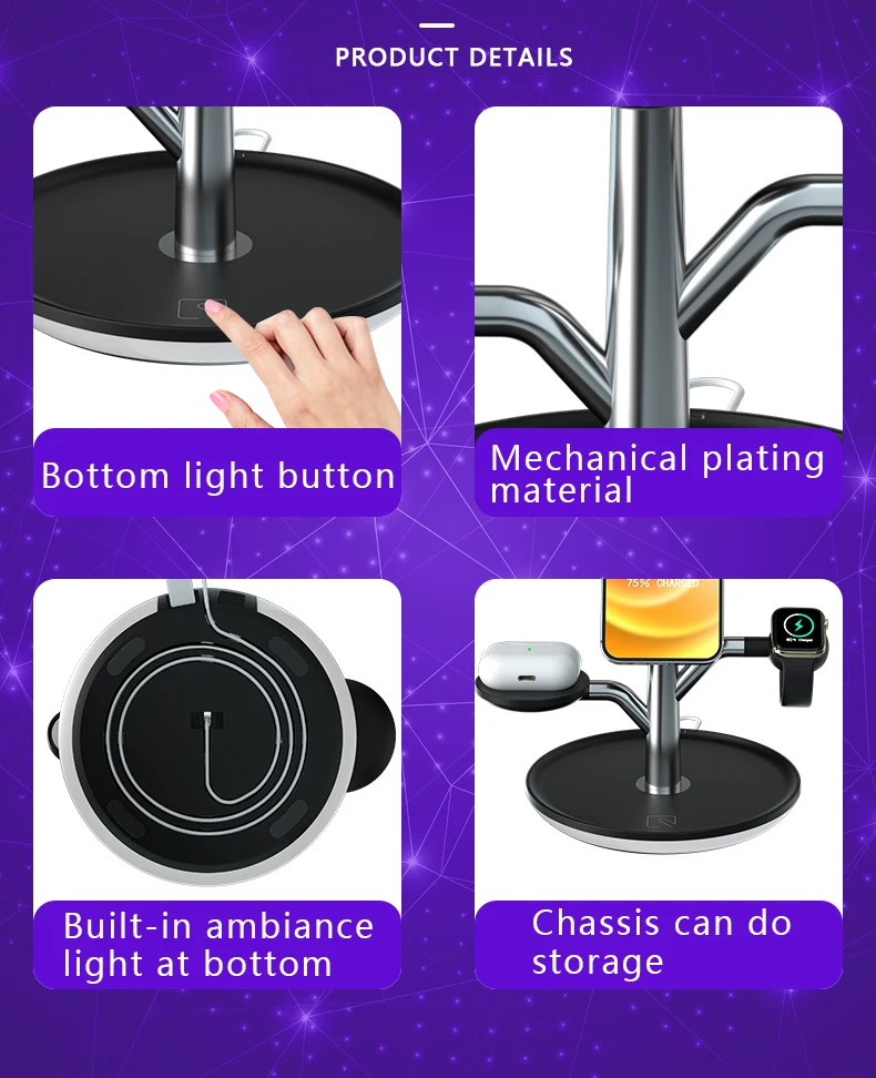 Беспроводное зарядное устройство 3 в 1, заводское быстрое зарядное устройство, беспроводная зарядная док-станция Qi 3 в 1, беспроводное зарядное устройство 3 en 1, зарядное устройство