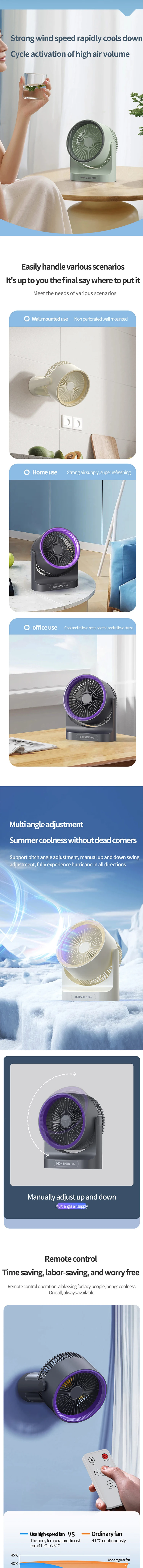 Table Fan, Portable, USB, Wall - detail 4