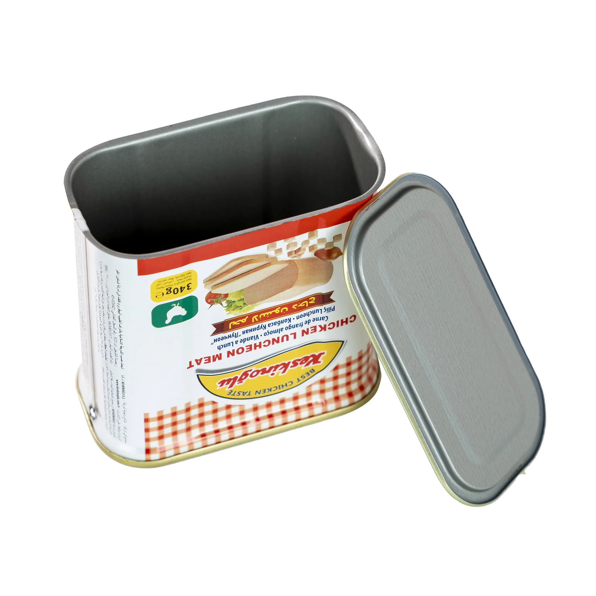 OEM 340g Rectangular Food Tin Can Empty for Chicken Luncheon Meat Packing